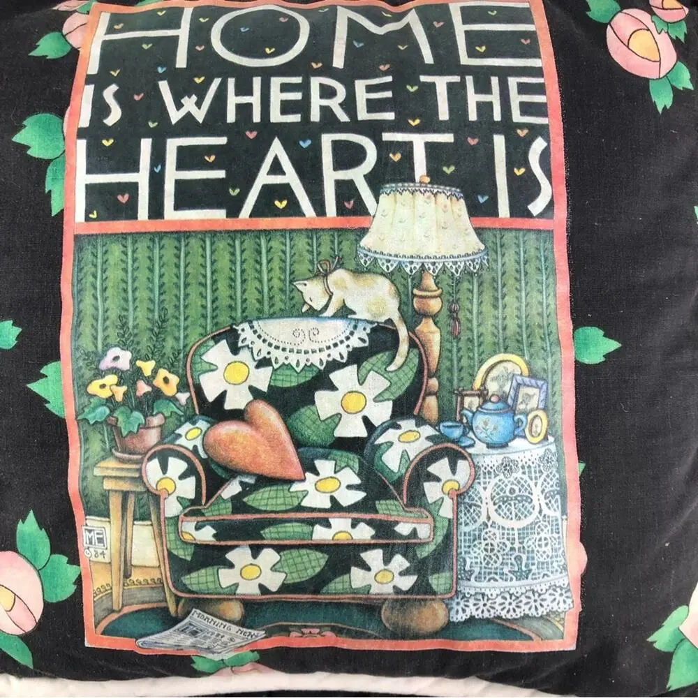 Vintage Mary Engelbreit Home Is Where The Heart Is Ruffle Pillow